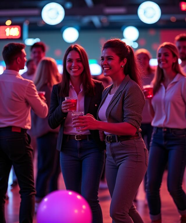 Gruppo di colleghi che festeggia durante un evento aziendale a Stella Pista.